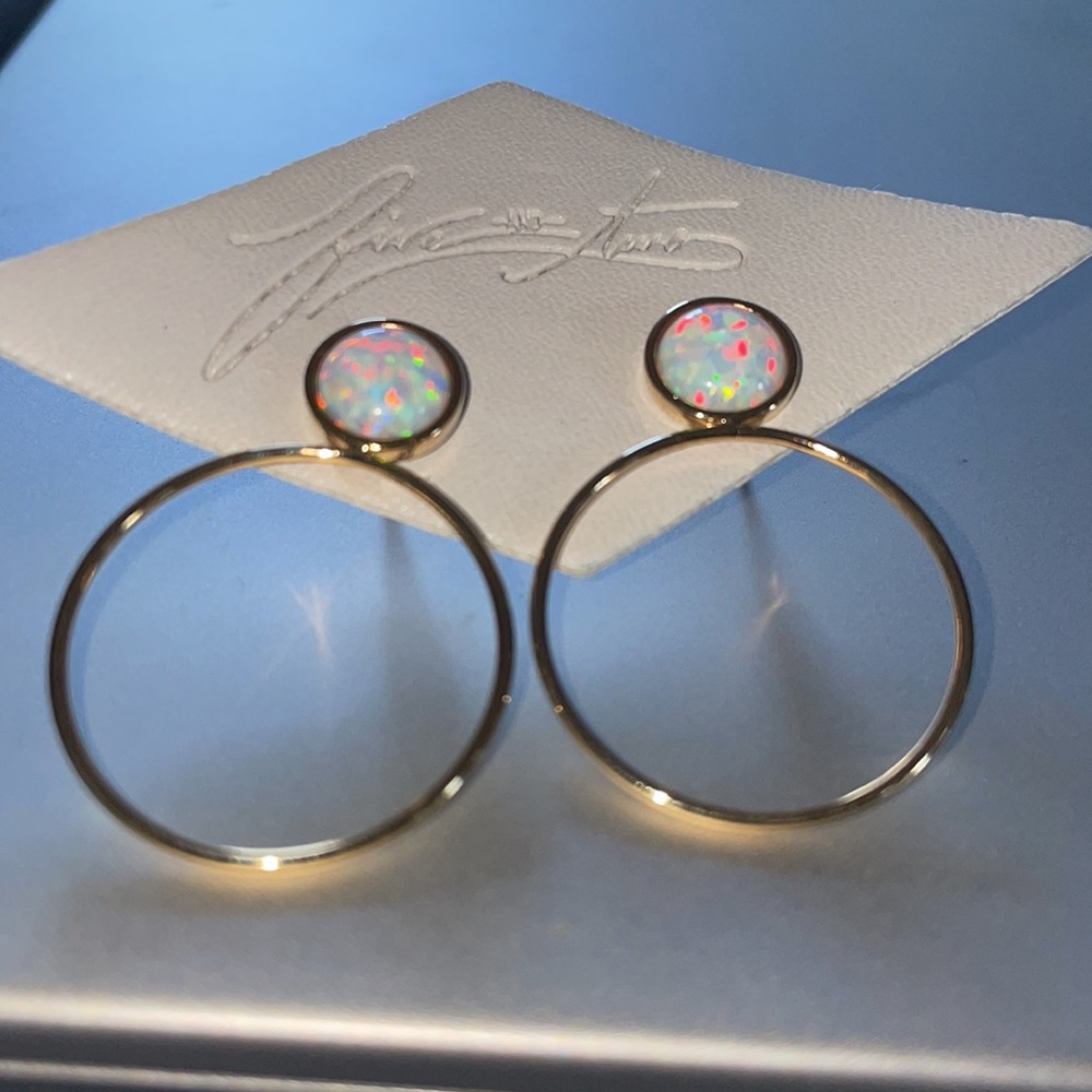 Five and Two Gold and Opal earrings